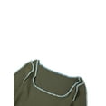 thumbnail image 6 of Franhais Women Autumn Sheath Dress, Stitching Square Neck Long Sleeves Knitted Tight Skirt for Ladies, Green, 6 of 9