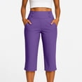 thumbnail image 5 of Capri Pants for Women Stretch High Waisted Crop Office Work Pants Summer Casual Capris Slacks Yoga Dress Pant Purple S, 5 of 8