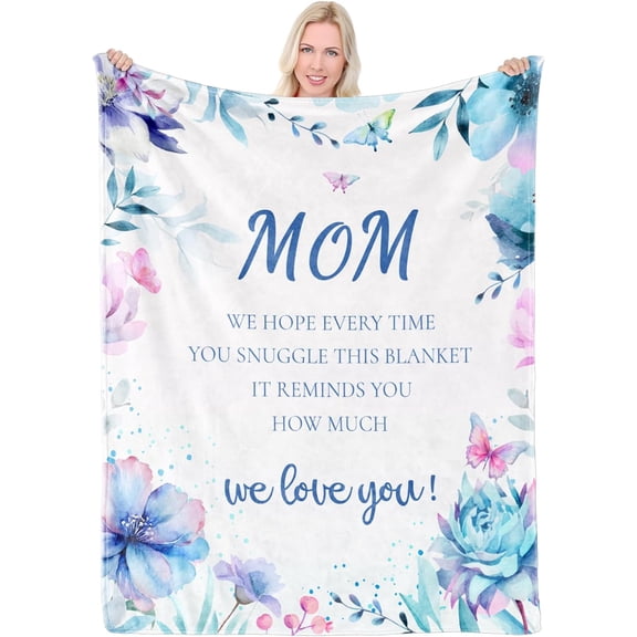 Birthday Gifts for Mom The Best Mom Ever Gift for Mom from Daughters Son Soft Blue Moms Throw Blanket for Couch Bed 50x60in
