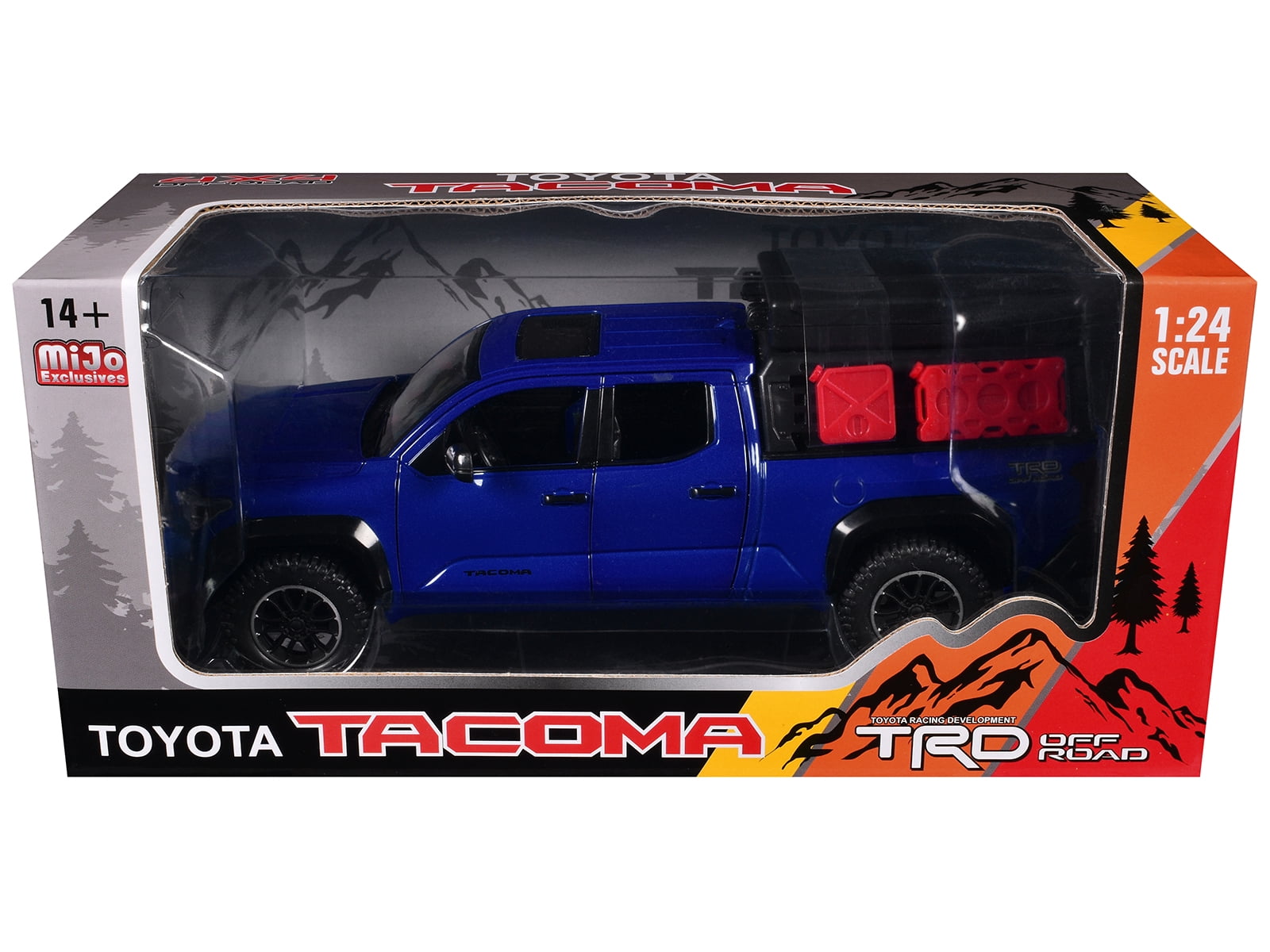 2024 Toyota Tacoma TRD Off-Road Edition Pickup Truck Blue Metallic with Bed Camper 1/24 Diecast Model Car