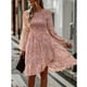 thumbnail image 1 of Vestido suelto de cuello redondo, vestido de manga larga, vestido casual elegante para mujer, vestido estampado para mujer, el mejor en su clase, 1 of 9
