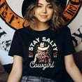 thumbnail image 3 of Women's Graphic T-Shirt Stay Salty Cowgirl Western Christian Tee – White, Short Sleeve, White, Size S, 3 of 6