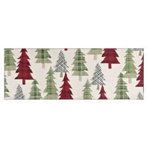 Multicolor Christmas Tree Pattern Kitchen Rug Mat,Kitchen Runner Rugs Non Skid Washable,Decorative Kitchen Floor Mats for Kitchen,Sink,Laundry,17"X47"