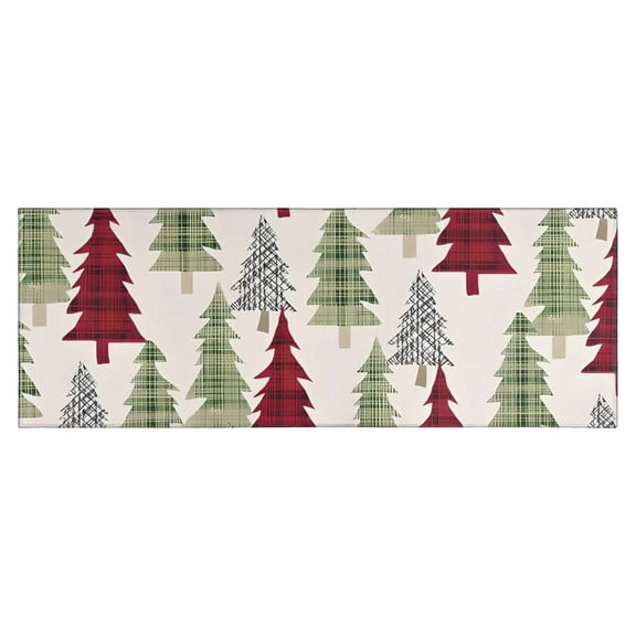 Multicolor Christmas Tree Pattern Kitchen Rug Mat,Kitchen Runner Rugs Non Skid Washable,Decorative Kitchen Floor Mats for Kitchen,Sink,Laundry,17"X47"