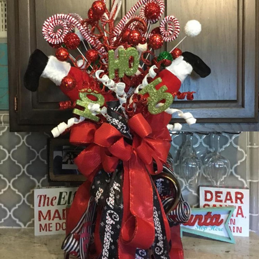 2022 Christmas Tree Topper, Santa Claus Leg Tree Topper Christmas Tree Decoration Christmas Wreath Artwork, Rustic Farmhouse Xmas Party Decorations Home Decor - Walmart.com