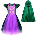 thumbnail image 3 of SUEE Girls Sarah Winifred Mary Sanderson Costume with Cape Halloween Witch Dress, Size 3-12T, 3 of 6