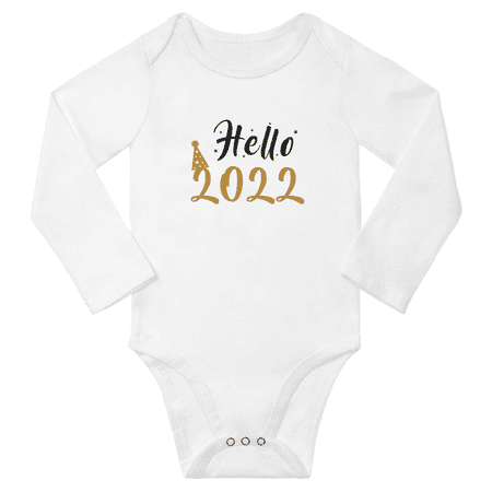 

Hello 2022 Funny Baby Long Sleeve Bodysuit Boy Girl Unisex (White 18-24M)
