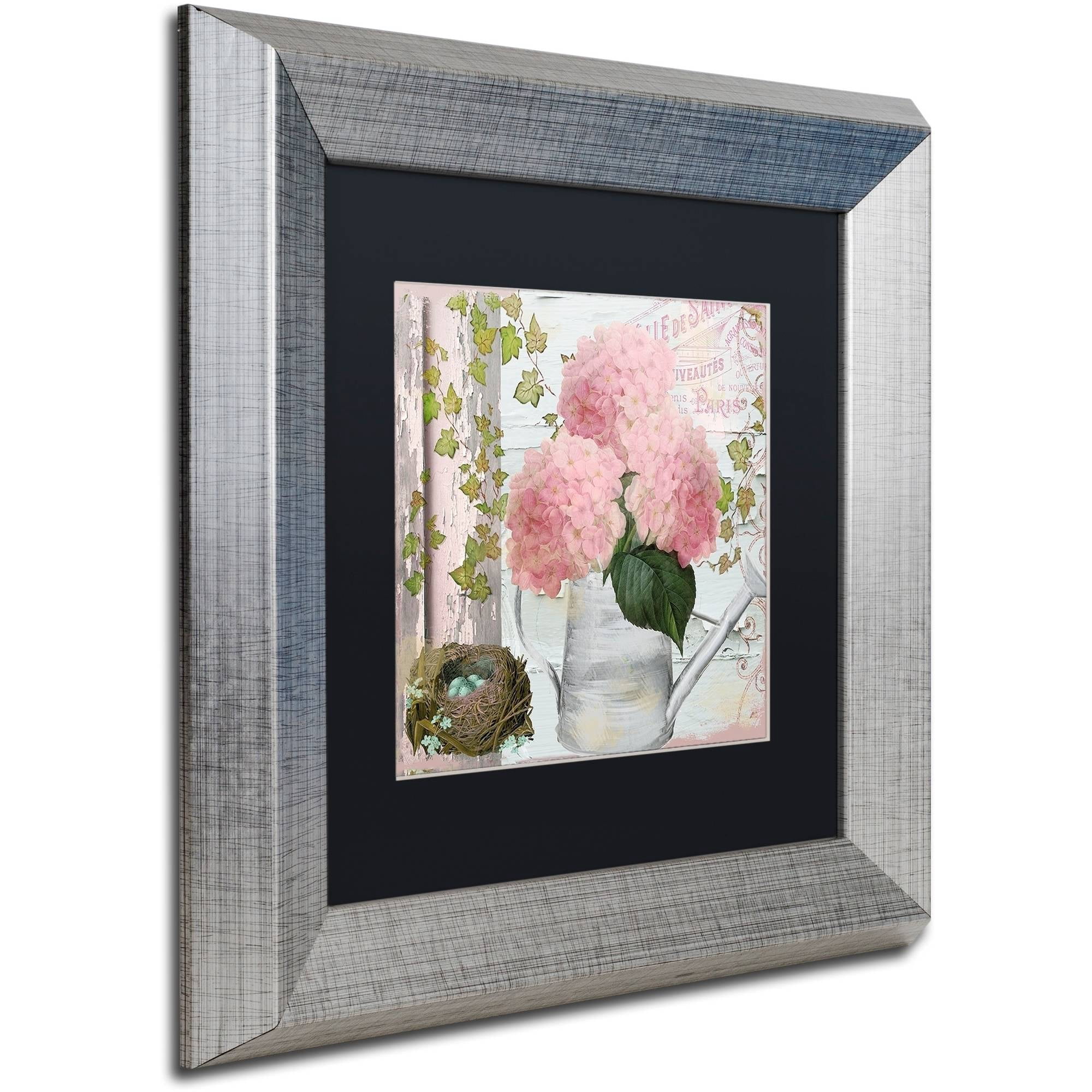 Trademark Fine Art "Chalet d'Ete Hydrangea" Canvas Art by Color Bakery Black Matte, Silver Frame