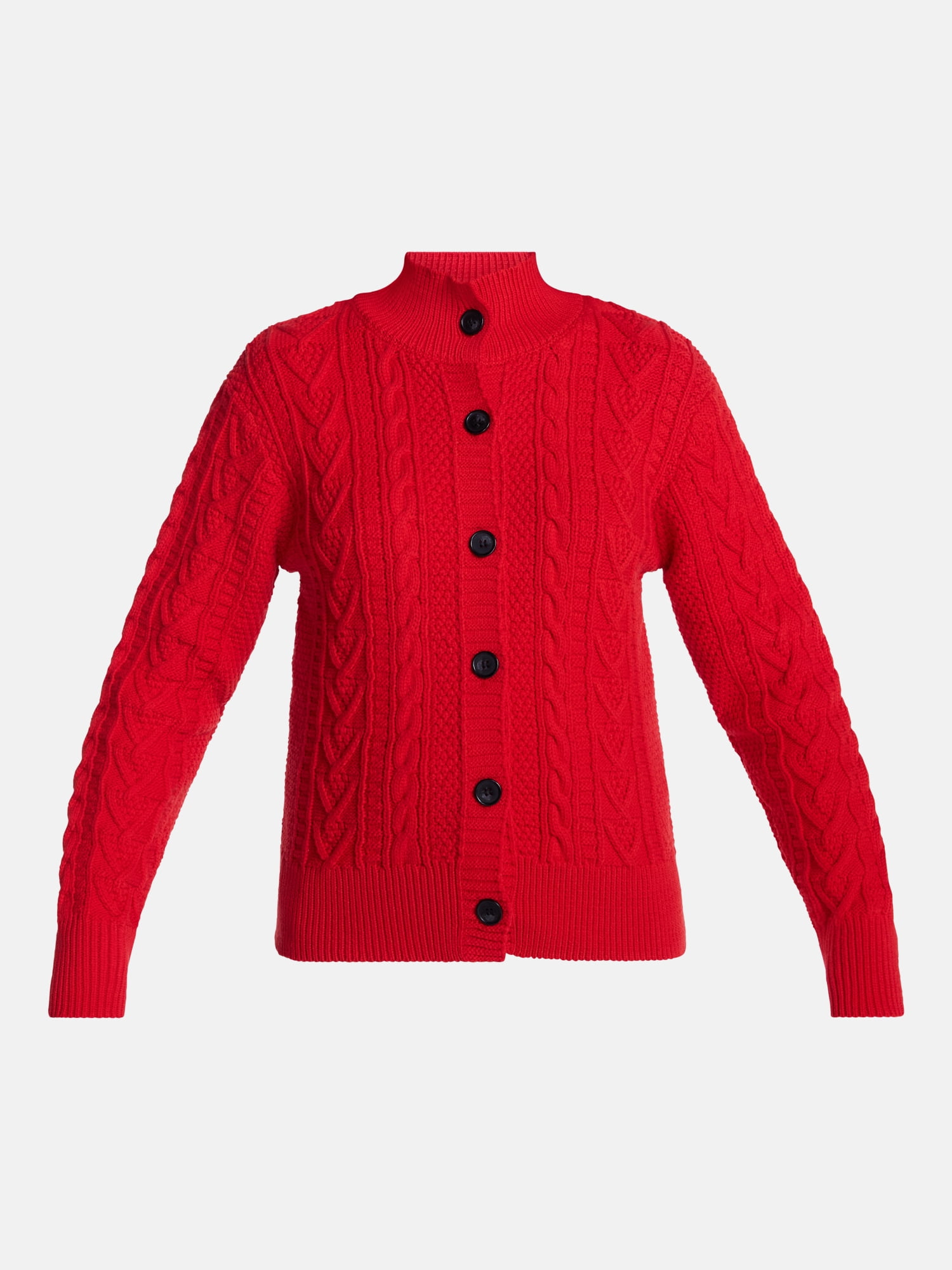 Scenario Woman's Cable Cardigan Sweater with Long Sleeves, Mid-weight, Sizes XS-XXXL
