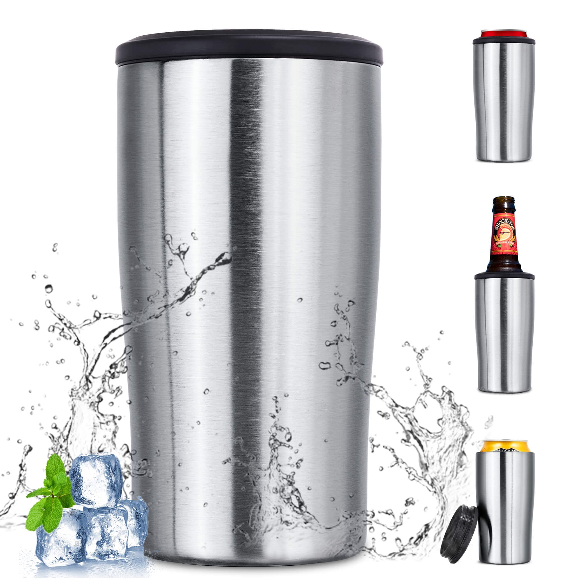  Beer Bottle Insulator Can Cooler 12 oz 304 Stainless Steel 3 in  1 Beer Coozy for Cans Skinny Can Coffee Accessories Beer Cooler Beer Gifts  for Men Slim Can Insulated: Home & Kitchen
