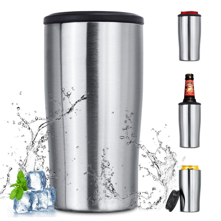 4 in 1 Vacuum Insulated Stainless Steel Beer Bottle Cold Keeper, Can  Cooler, Bottle Holder for Women/Men, Insulator for 12 Ounce Standard/Tall  Skinny Slim Cans, Beer Bottles, Silver 