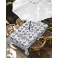 thumbnail image 3 of Outdoor Tablecloth with Umbrella Hole, Teal Red Floral Waterproof Outdoor Table Cover, Ethnic Boho Modern Geometric Abstract Art Patio Tablecloths for Party Picnic Camping, Rectangle 54"x80", 3 of 9