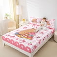 thumbnail image 3 of Erosebridal Pink Bowknot Loves Bed Sheets For Kids,Red Cherries Cute Capybara Animals King Sheets For Capybara Lovers 4-Piece, 3 of 6