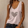 thumbnail image 2 of Gifts Usmixi Womens Tank Tops Casual Fashion Loose Fit Comfy Going out Vest Shirts Summer Trendy Heart Print Scoop Neck Sleeveless Shirts Blouse Khaki s, 2 of 7