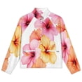thumbnail image 4 of Jackets for Women Winter Coat Jackets Flannel Stand Collar Jacket(Beautiful Hibiscus Flower Cascade,Size:S-4XL), 4 of 7