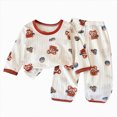 thumbnail image 3 of NOLDARES Toddler Boys Girls Pajama Sets Long Sleeve Top with Pants 2 Piece Pjs Set Fall Winter Sleepwear(H096-Red), 3 of 7