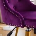 thumbnail image 4 of UBesGoo Armless Office Chair Flannel Computer Task Chair Adjustable Swivel Vanity Chair with Ergonomic Backrests and Wheels for Conference and Home Purple & Gold, 4 of 8