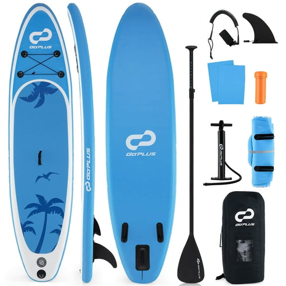 Goplus 10' Inflatable SUP Board, Portable Paddle Board with 5D rings Stand Up Paddle Board for Youth & Adult Blue