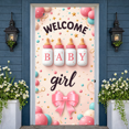 thumbnail image 5 of Pink Theme Welcome Baby Banner Cute Design Baby Girl Banner Balloon Decoration Star Pattern Baby Shower Backdrop for Baby Shower Girl Baby Party Newborn Welcome, 5 of 5