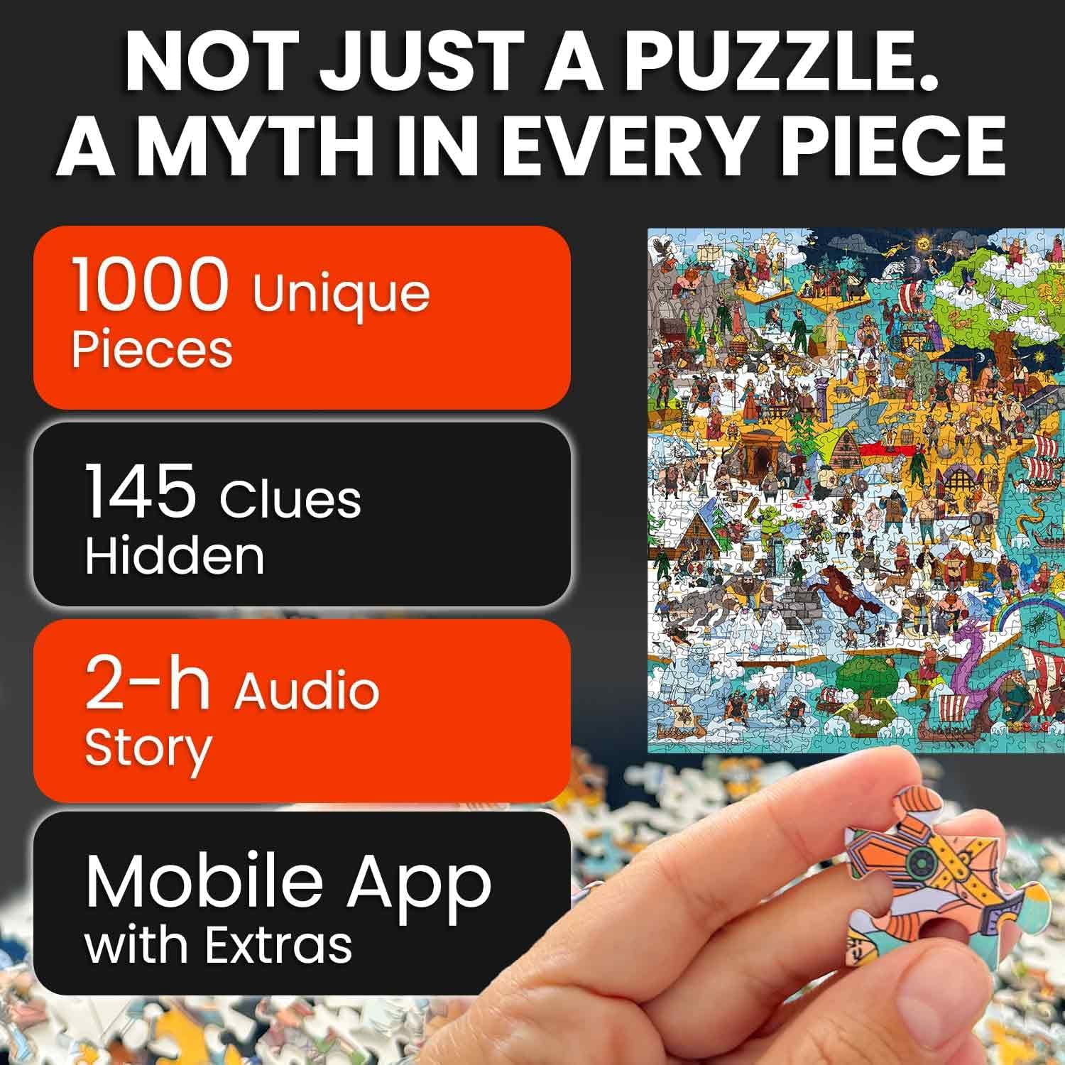 Quokka Jigsaw puzzles for adults - 1000 piece puzzles Mythories Ancient Gods Norse in Premium Box