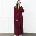 thumbnail image 2 of Womens Fleece Robe Plush Long Zip Front Bathrobe, 2 of 4