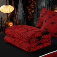 thumbnail image 5 of Homewish Spider Web Zipper Full Size Comforter Sets with Fitted Sheet and 2 Pillowcases, Happy Halloween Zipper Bedding Set, Bright Red, Black Reversible, 5 of 7