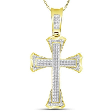 flared 10k ctw pendant christian necklace diamond cross mens yellow gold dialog displays option button additional opens zoom