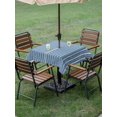 thumbnail image 3 of Outdoor Tablecloth with Umbrella Hole & Zipper, Blue Botanical Square Tablecloth 54x54 Inch, Farmhouse Modern Striped Leaf Patio Table Cover Waterproof Table Cloth for Picnic/Party, 3 of 7