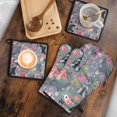 thumbnail image 5 of Schnauzer and Flower Kitchen Oven Mitt and Pot Holder Sets 4 Pcs for Baking, Cooking and Grilling, Heat Resistant Up To 392 °F, 5 of 7