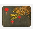thumbnail image 1 of Lantern Bath Mat, Fall Tree Scarlet Lanterns Dramatic Shaded Vintage Inspired Seasonal Design, Non-Slip Plush Mat Bathroom Kitchen Laundry Room Decor, 29.5 X 17.5 Inches, Red Orange Brown, Ambesonne, 1 of 2