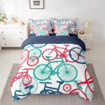 thumbnail image 2 of YST Bike Bedding King Size 7pcs, Geometric Bicycle Retro Printed Comforter Set Bed in a Bag, Simple Vehicles Kids Adults Room Decor Bedding Comforter Sets, Red Green Line Bed Sheets Set, 2 of 5
