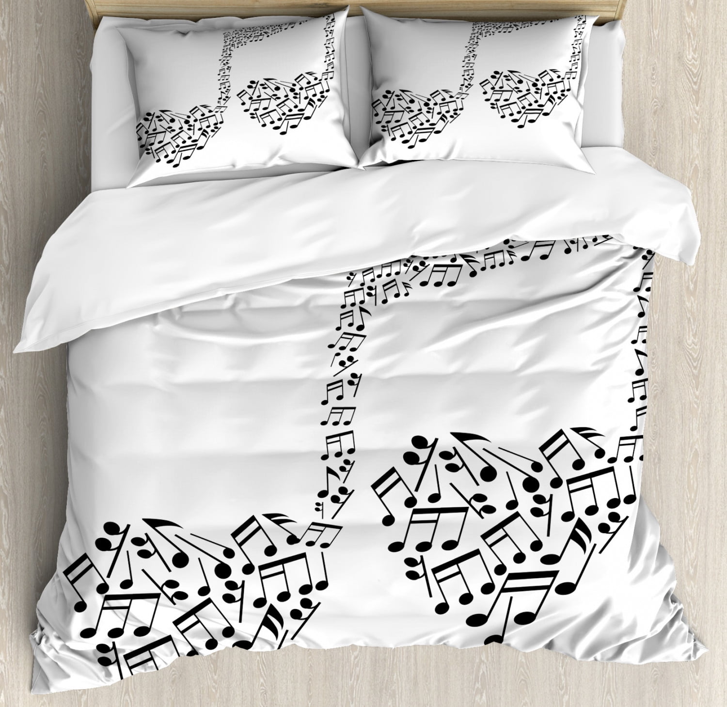 Music Duvet Cover Set Big Abstract Musical Note With Smaller Ones