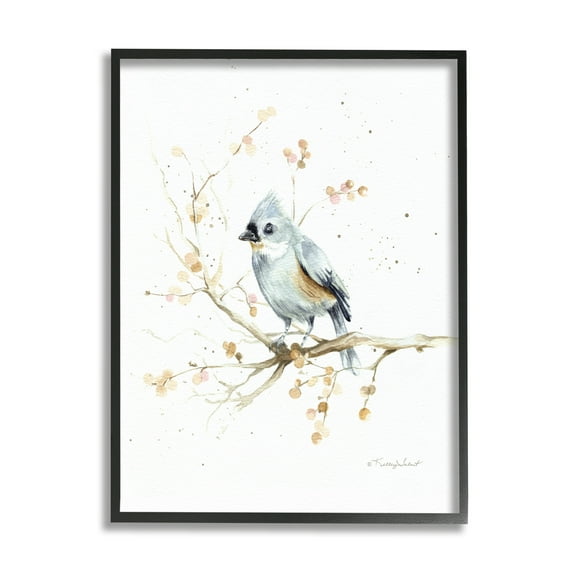 Stupell Industries Blue Jay Perched Nature Animals & Insects Painting Black Framed Art Print Wall Art, 11 x 14