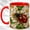 Red, variant on Floral Ladybug Coffee Mug, Nature Insect Mug, Ceramic 11 oz