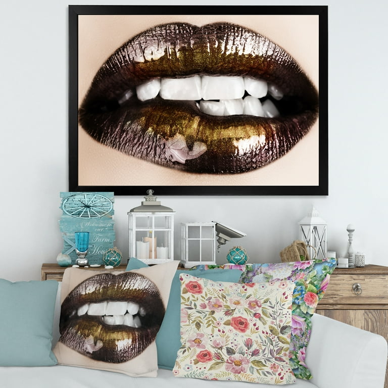 Lip Bite Emoji | Framed Art Print