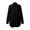 thumbnail image 5 of Uaswgudfs Women's Long Sleeve Polo Collar Button Down Shirt with Ruffled Hem, Casual Loose Fit for Fall, Lightweight Basic Shirt Black 3XL, 5 of 6