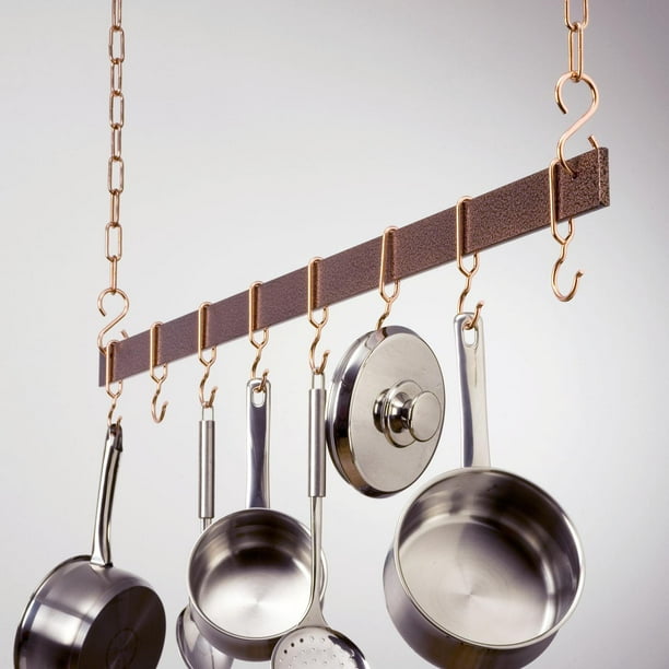 Hammered Copper Hanging Bar Pot Rack