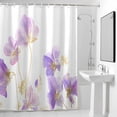 thumbnail image 4 of Watercolor Spring Floral Fabric Shower Curtain Purple Flowers Plant Washable Shower Curtains for Bathroom, Waterproof Bath Curtain with Hooks Home Decor 72x84in, 4 of 8