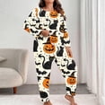 thumbnail image 4 of LIIPEE Womens Halloween Graphic Pajamas Ladies Long Sleeve Tees And Pants Holiday Pajama Set Fall Sleepwear, 4 of 7