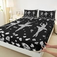 thumbnail image 3 of jejeloiu Ballet Girls Full Size Sheets,Glitter Diamond Print Bed Sheets,Gray Black Sheet Sets For Child,Microfiber Bedroom Decor,4-Piece, 3 of 7