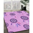 thumbnail image 3 of Ahgly Company Machine Washable Indoor Round Transitional Pastel Purple Pink Area Rugs, 6' Round, 3 of 7