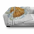 thumbnail image 3 of Fox Soft Flannel Fleece Blanket, Sleeping Fox in Watercolors Hand Drawn Fresh Wild Flowers Blossoms Artwork, Cozy Plush for Indoor and Outdoor Use, 60" x 80", Orange Blue Olive Green, by Ambesonne, 3 of 6