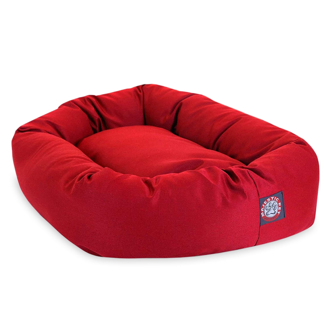 Majestic Pet Poly/Cotton Bagel Pet Bed for Dogs, Calming Dog Bed Washable, Small, Red