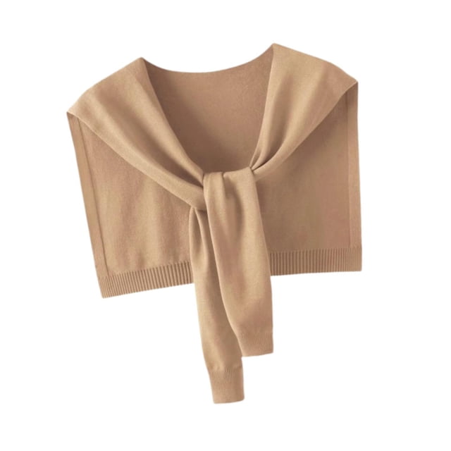 Chal tipo capa de punto para mujer, calentador de cuello transpirable, top de suéter elegante para mujer. Marrón