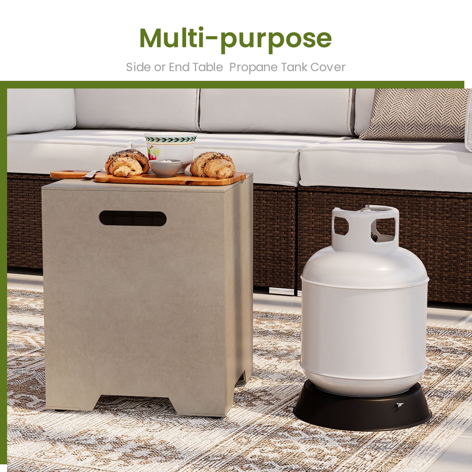 VENTOPYR 16'' ABS Outdoor Hideaway Tank Table for Propane Gas Fire Pits, Hides Standard 20lb