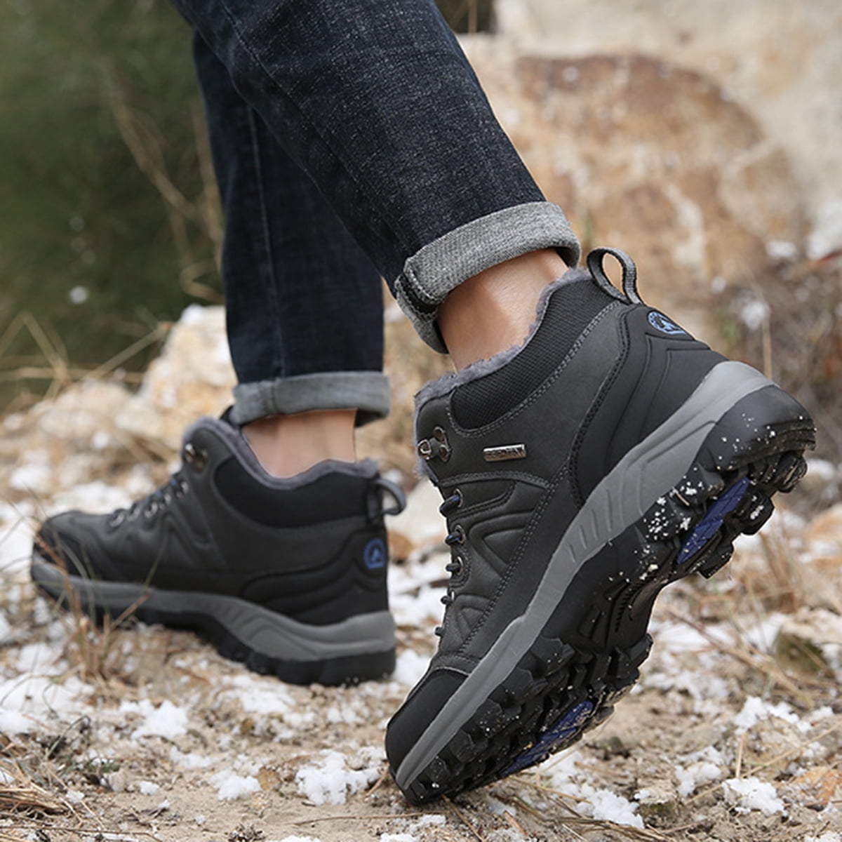 AUXDIQ Hiking Shoes Mens Waterproof Mountain Trekking Shoes Men Breathable Walking Shoes Outdoor Sports Winter Boots