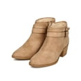 thumbnail image 5 of Qupid FF12 Women Nubuck Pointy Toe Perforated Wrap Buckle Chunky Heel Bootie, 5 of 5