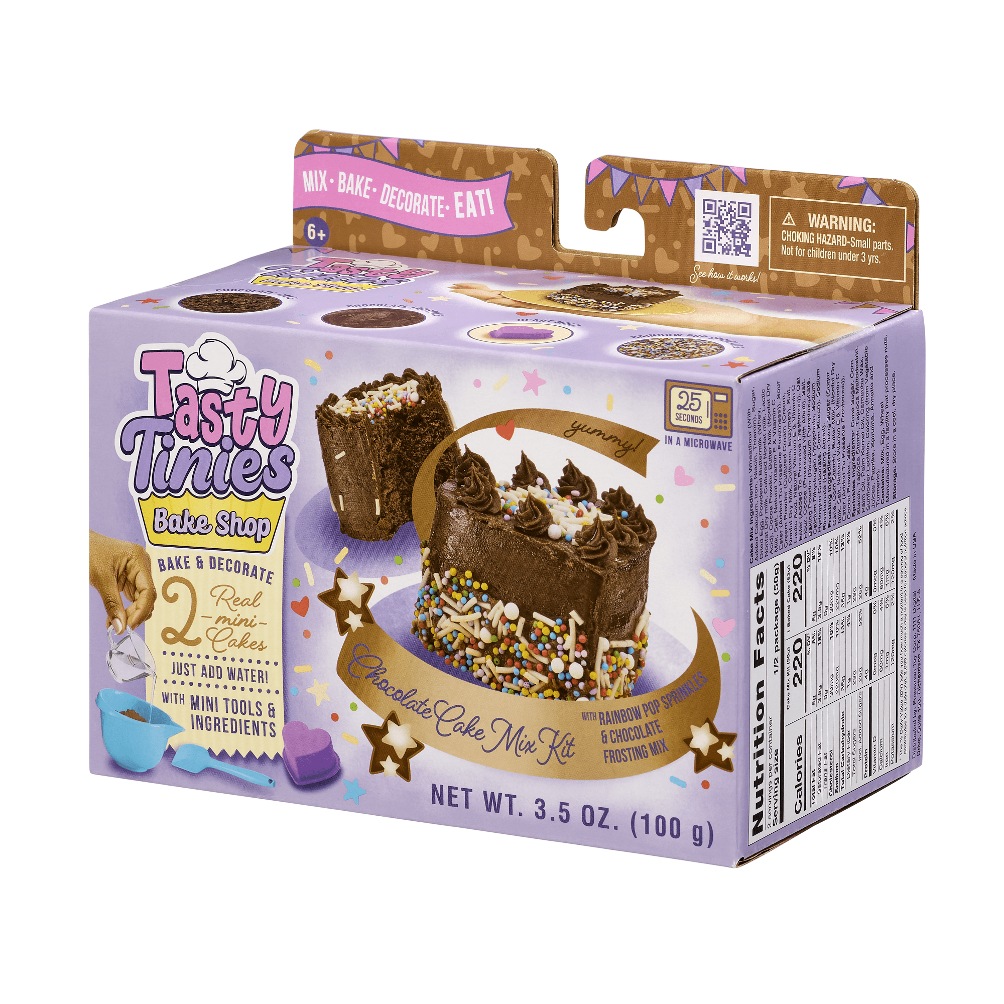 Tasty Tinies Bake Shop Mini Baking Set W/ Chocolate Cake Mix, Chocolate Frosting, Rainbow Sprinkles