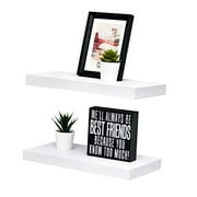 WELLAND Set of 2 Floating Shelves Wall Mounted Shelf, for Home Decor with 8" Deep (White, 15 inch)