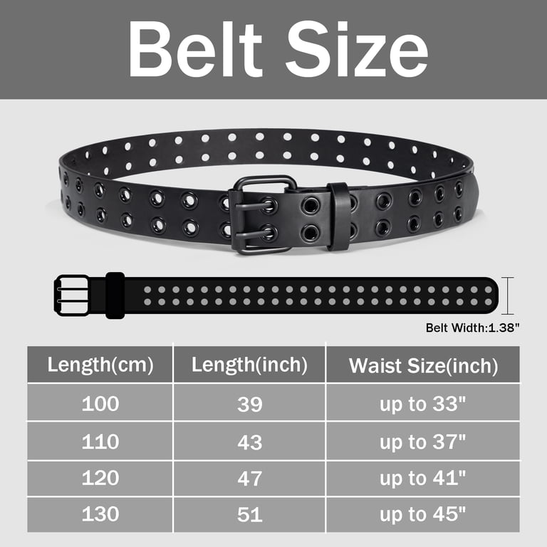 Maikun Studded Grommet Leather Belt, Black photo 4